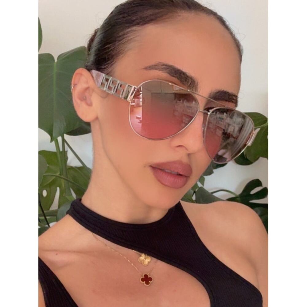NEW Versace VE2289 Aviator Sunglasses in Silver Pink Mirror